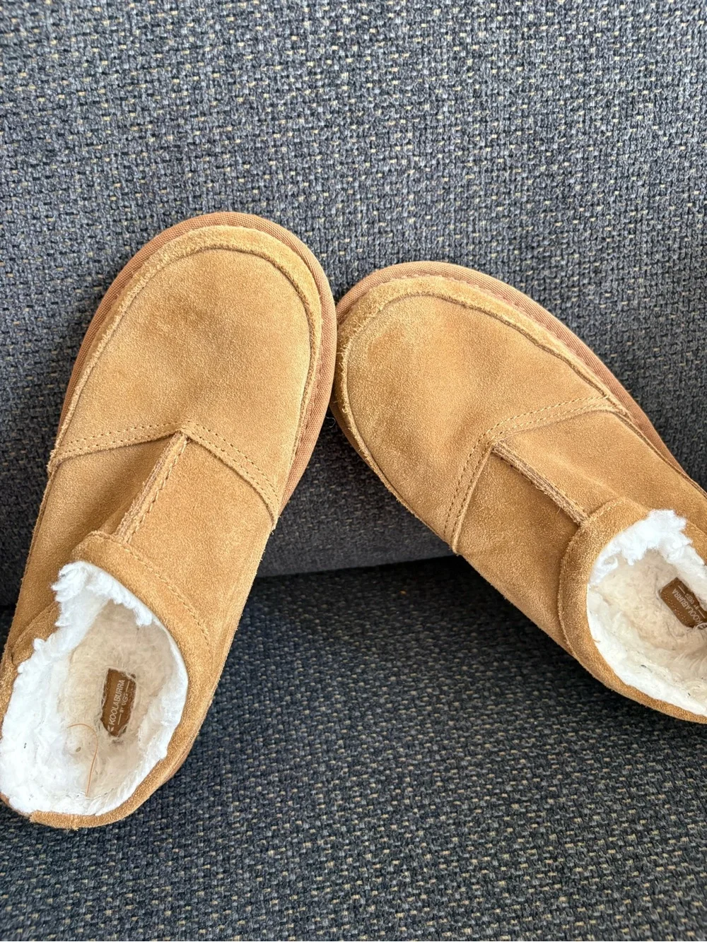 UGG Koolaburra kids Suede Shearling-Lined Slip-On Boots - Tan